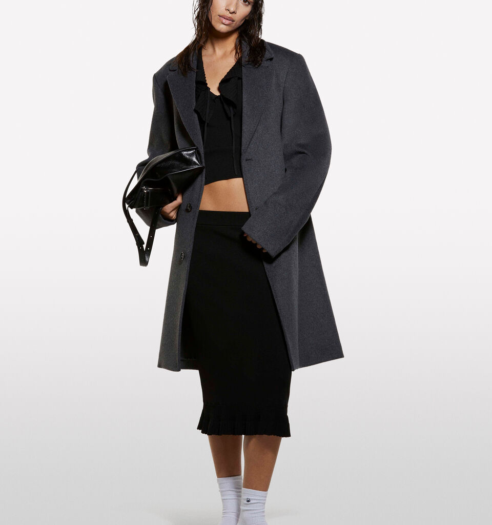 Black knit top with rouches - women's tops - Black | Sisley image number 1